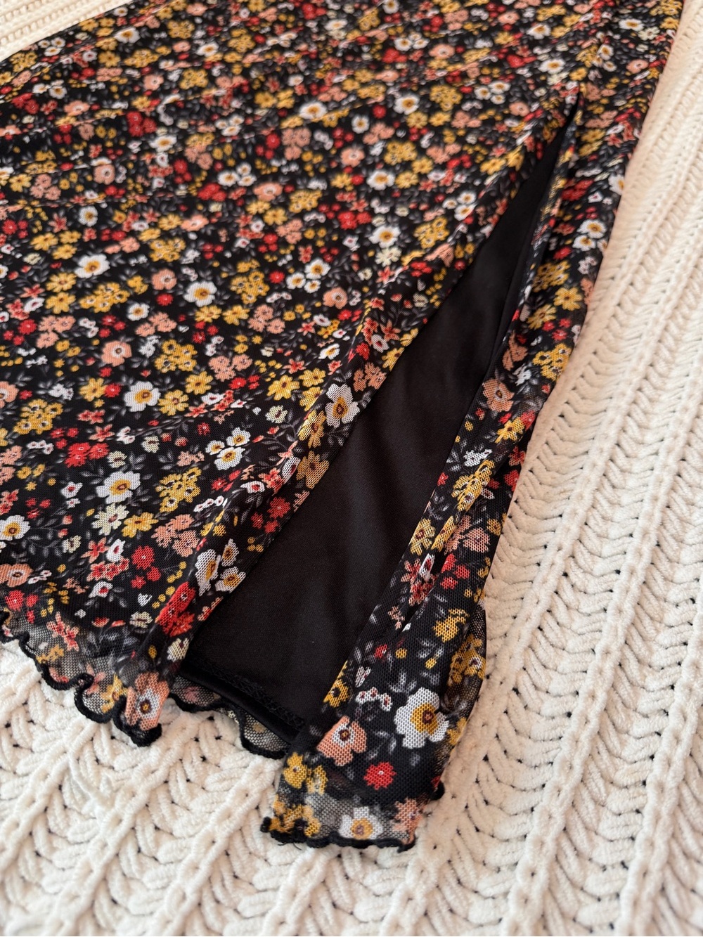 Urban Outfitters Floral Mesh Maxi Skirt